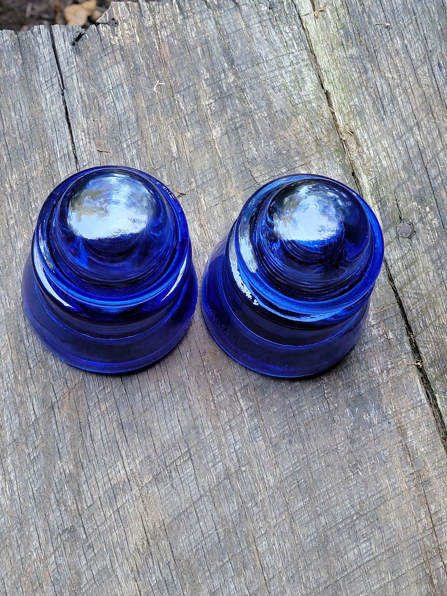 Glass Insulators Set of Two Colorized Cobalt Blue