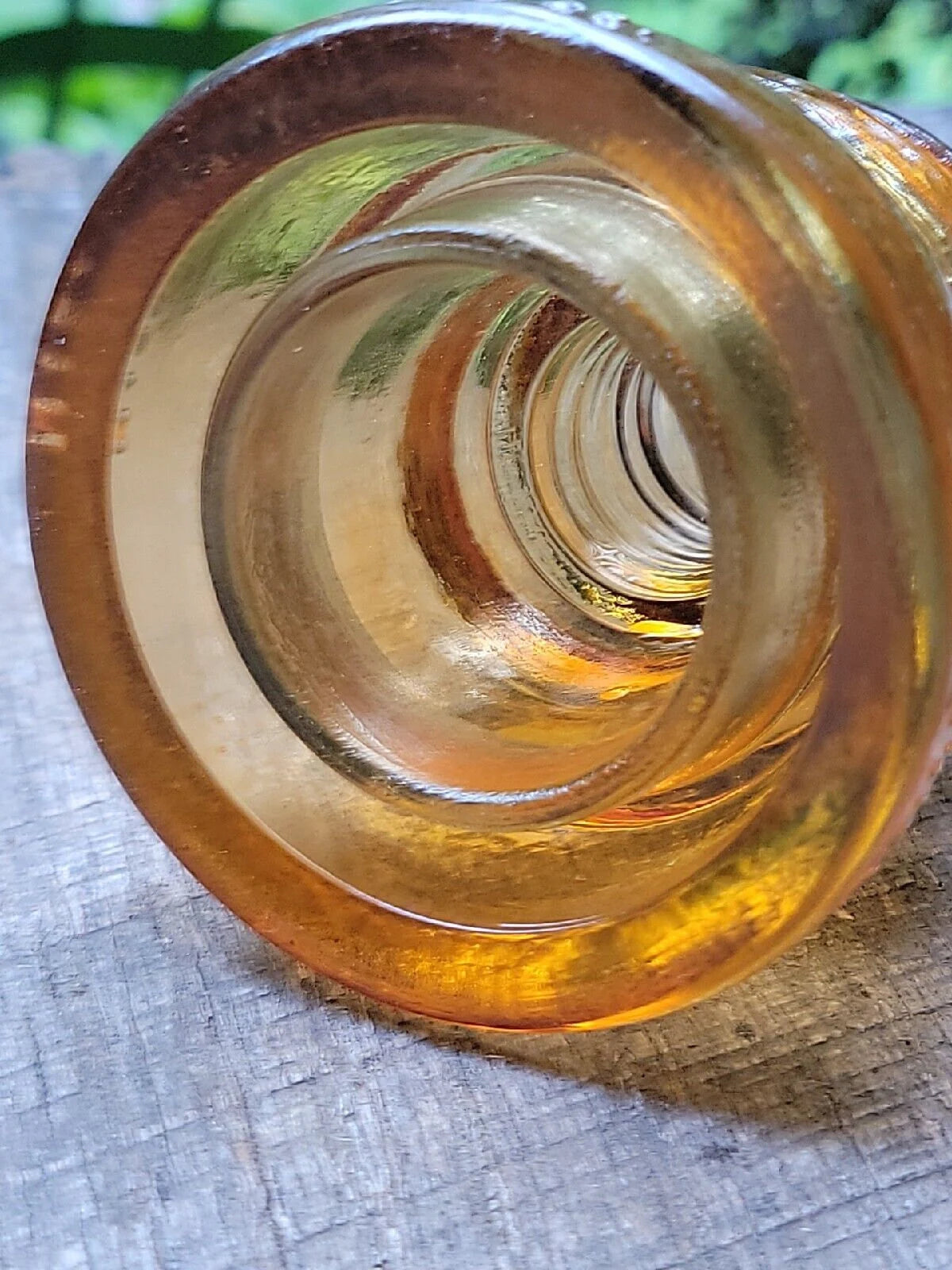 Antique Glass Insulator Colorized Amber / Orange