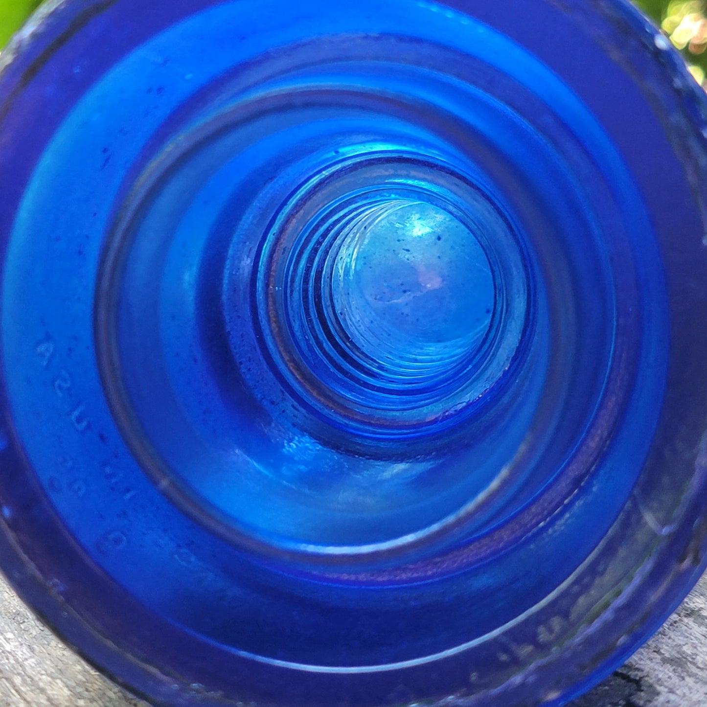 Vintage Glass Insulator Colorized Cobalt Blue With Stars