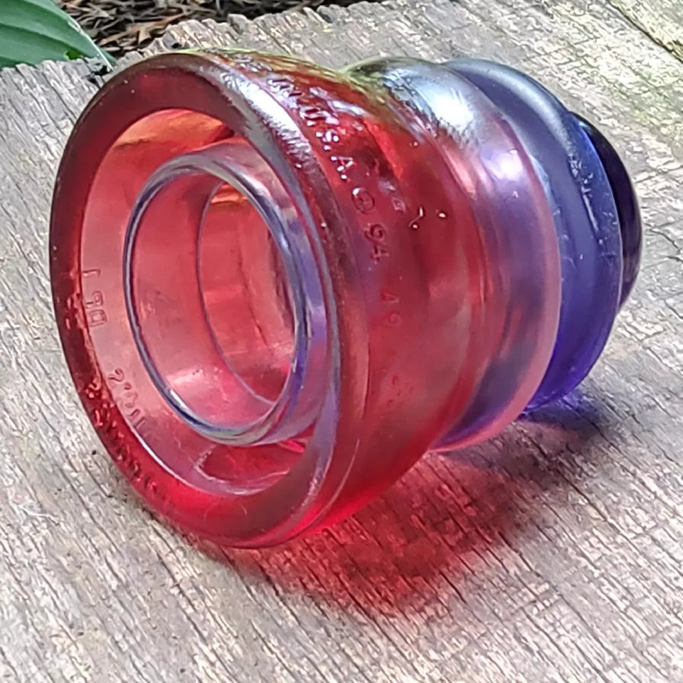 Vintage Glass Insulator Patriotic Red White and Blue Decorative Antique U.S.A.