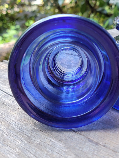 Glass Insulators Set of Two Colorized Cobalt Blue