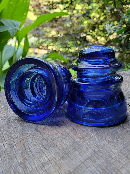 Glass Insulators Set of Two Colorized Cobalt Blue