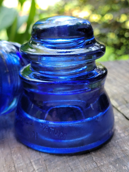 Glass Insulators Set of Two Colorized Cobalt Blue