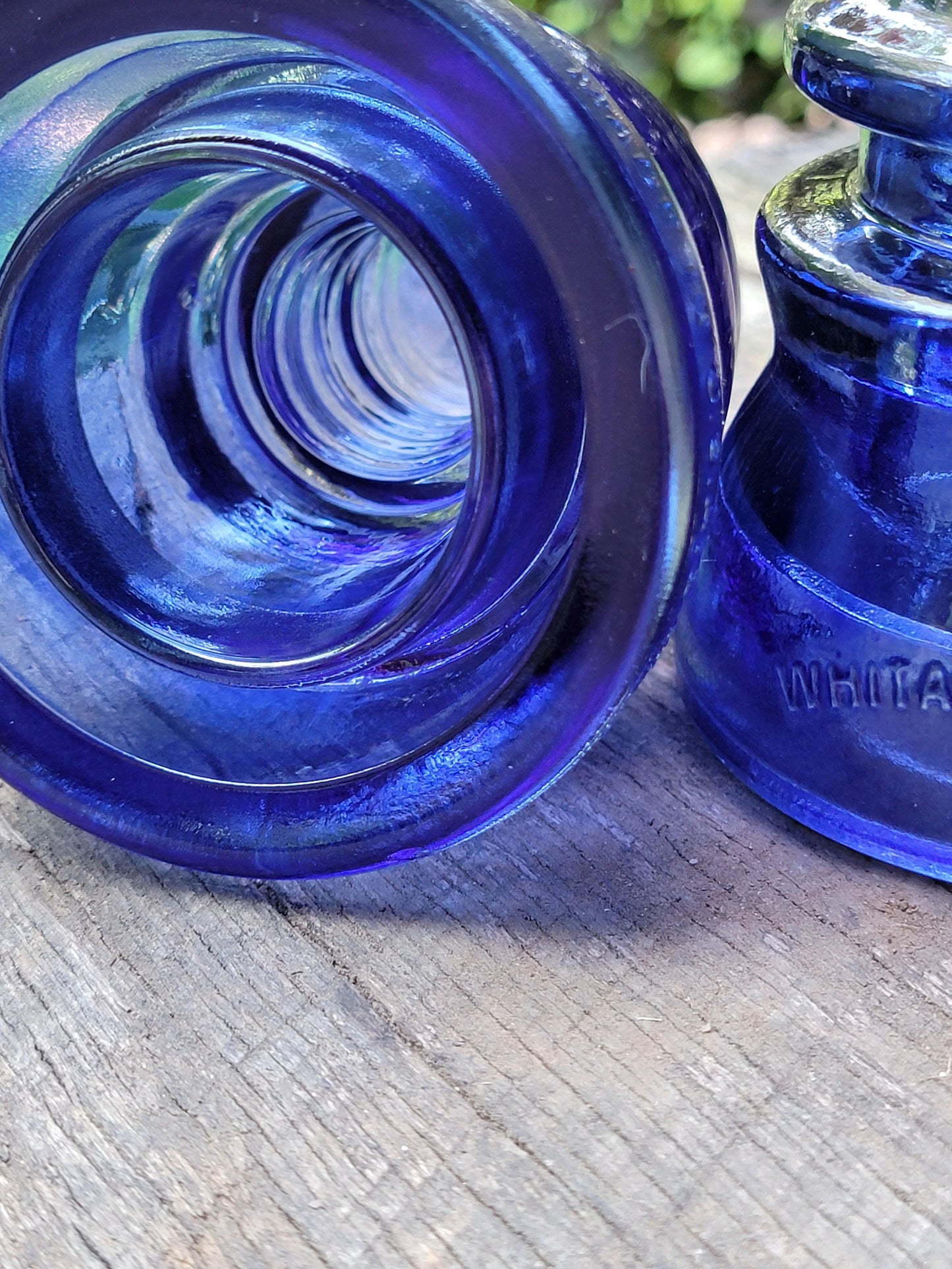 Glass Insulators Set of Two Colorized Cobalt Blue
