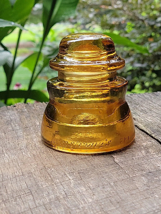 Antique Glass Insulator Colorized Amber / Orange