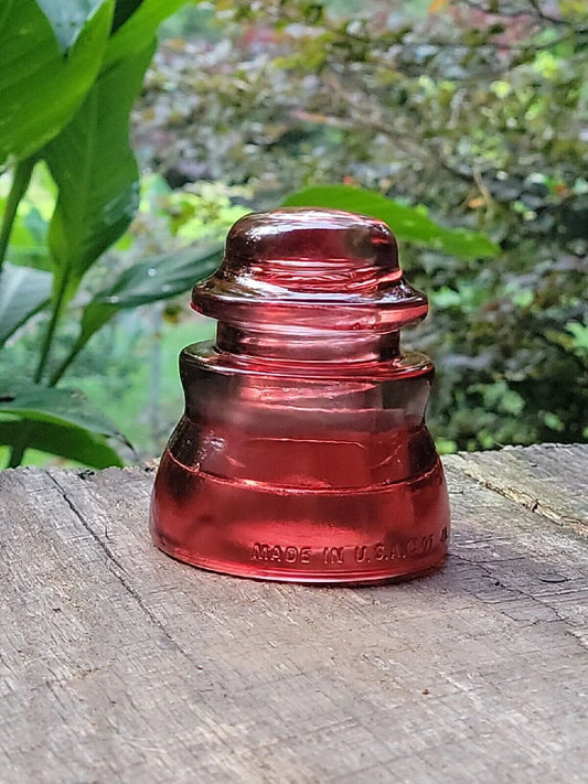 Antique Glass Insulator Red Colorized Decorative Glass
