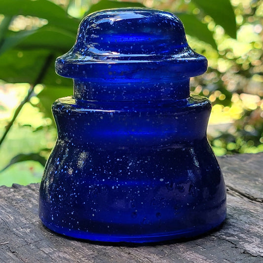 Vintage Glass Insulator Colorized Cobalt Blue  With Stars