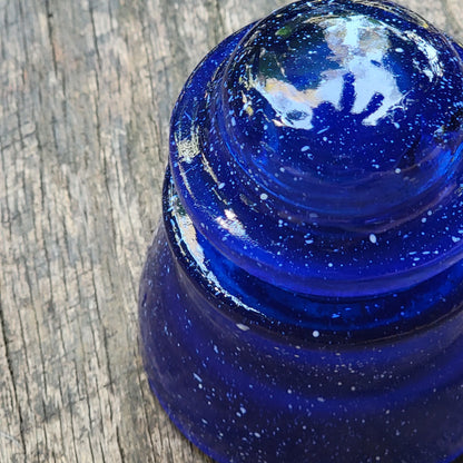 Vintage Glass Insulator Colorized Cobalt Blue  With Stars