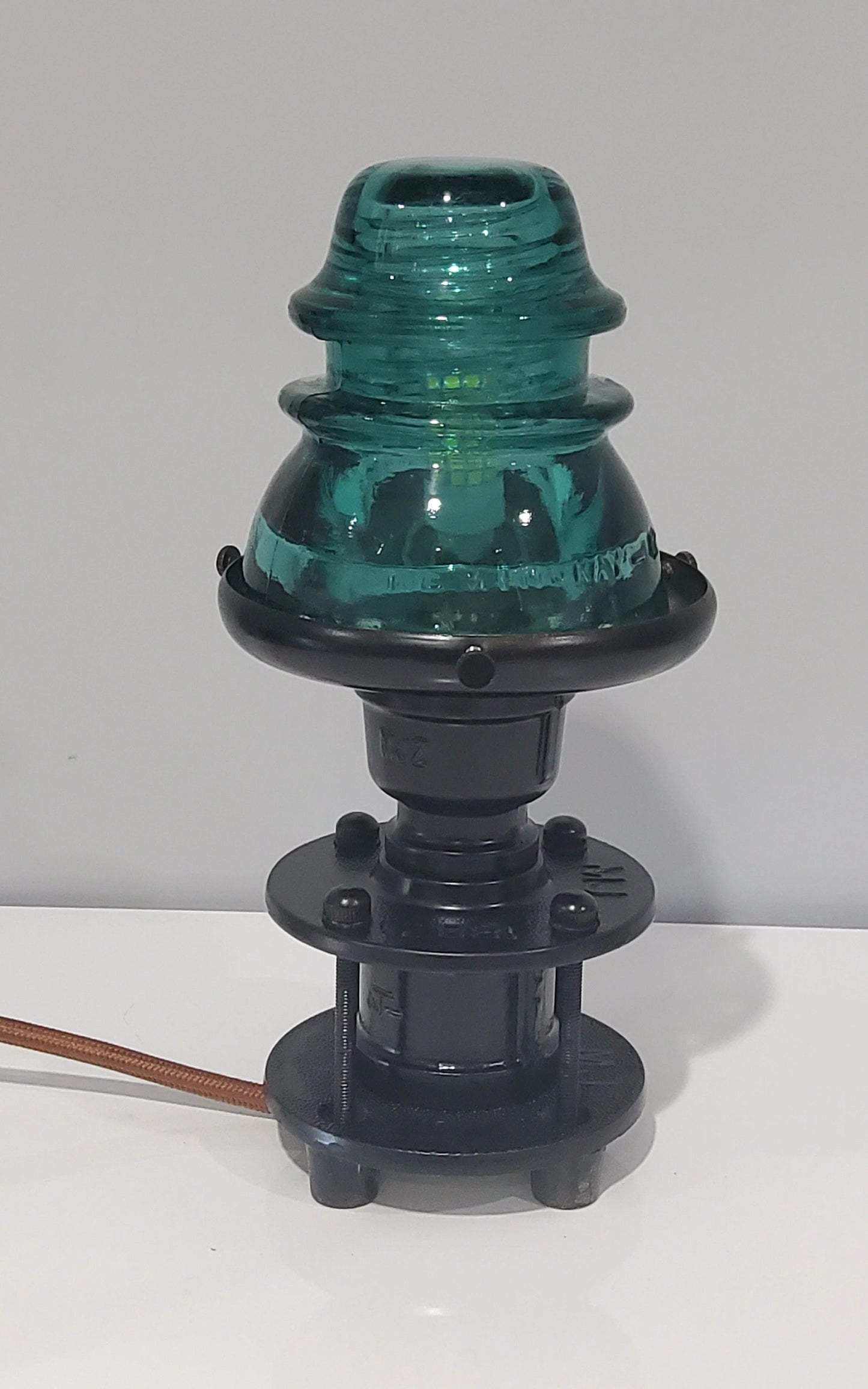 Vintage Glass Insulator Industrial Steampunk Table Lamp