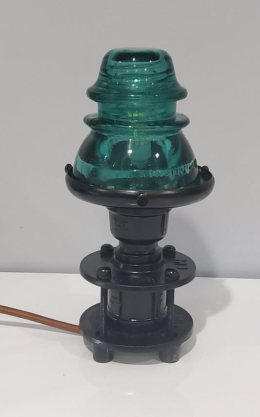 Vintage Glass Insulator Industrial Steampunk Table Lamp