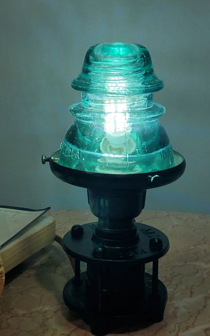 Vintage Glass Insulator Industrial Steampunk Table Lamp