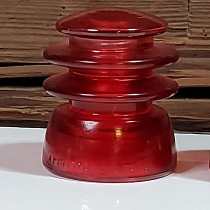 2 Vintage Colorized Red Glass Decorative Antique Insulators.